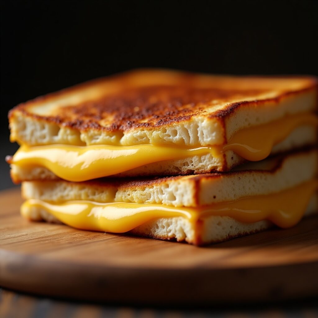 Step-by-step grilled cheese preparation showing mayonnaise spread technique for crispy golden results